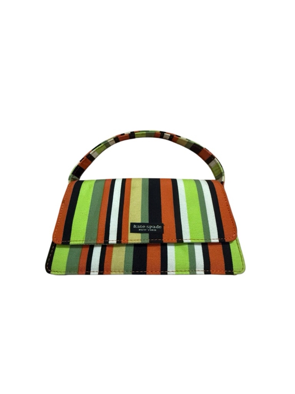 Kate Spade Green & Orange Striped Top-Handle Bag